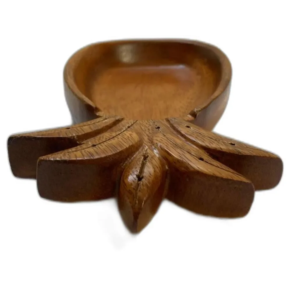 Monkey Pod Tray Pineapple Honolulu Waikiki Hawaii Bowl 9.25 x 4 inches